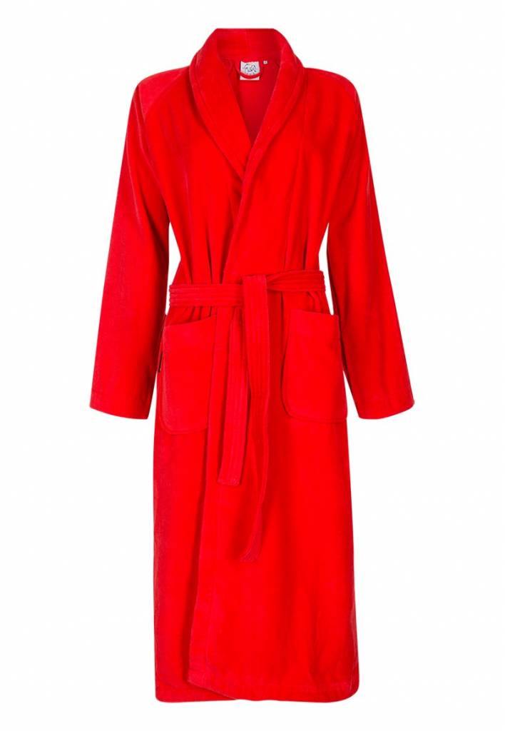 badjas unisex rood met sjaalkraag afbeelding