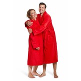 badjas unisex rood katoen met sjaalkraag