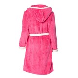 badjas dames fuchsia-wit fleece met capuchon