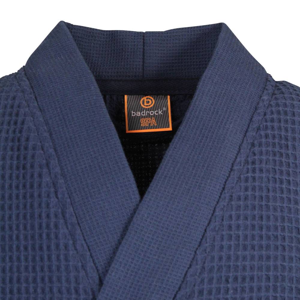 Leraren dag magneet maaien Badrock badjas unisex marineblauw katoen kimono - direct leverbaar - Badjas .com