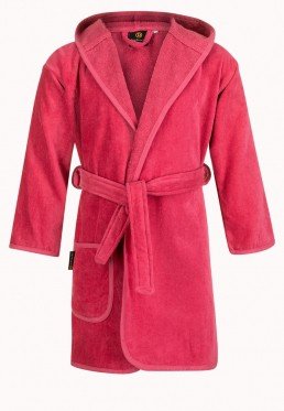 badjas kind fuchsia roze met capuchon afbeelding