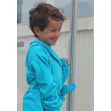 badjas kind aquablauw katoen met capuchon