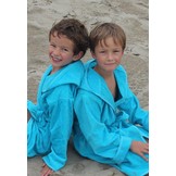 badjas kind aquablauw katoen met capuchon
