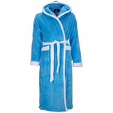 badjas unisex aquablauw-wit fleece met capuchon