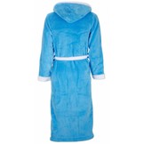 badjas unisex aquablauw-wit fleece met capuchon