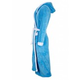 badjas unisex aquablauw-wit fleece met capuchon