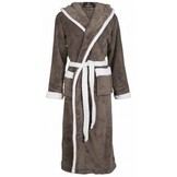 badjas unisex grijs-wit fleece met capuchon