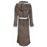 badjas unisex grijs-wit fleece met capuchon