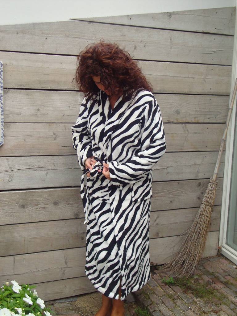 Badrock badjas zebra met sjaalkraag - op voorraad - Badjas.com