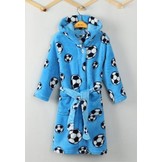 badjas kind Voetbal blauw fleece met capuchon