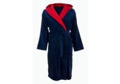 badjas heren blauw-rood met capuchon
