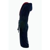 badjas heren marineblauw-rood katoen met capuchon