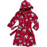 badjas kind Voetbal rood fleece met capuchon