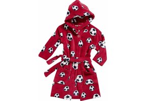 badjas kind Voetbal rood met capuchon