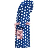 badjas kind Stippen Zeepaard blauw fleece met capuchon