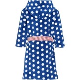 badjas kind Stippen Zeepaard blauw fleece met capuchon