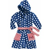 badjas kind Stippen Zeepaard blauw fleece met capuchon