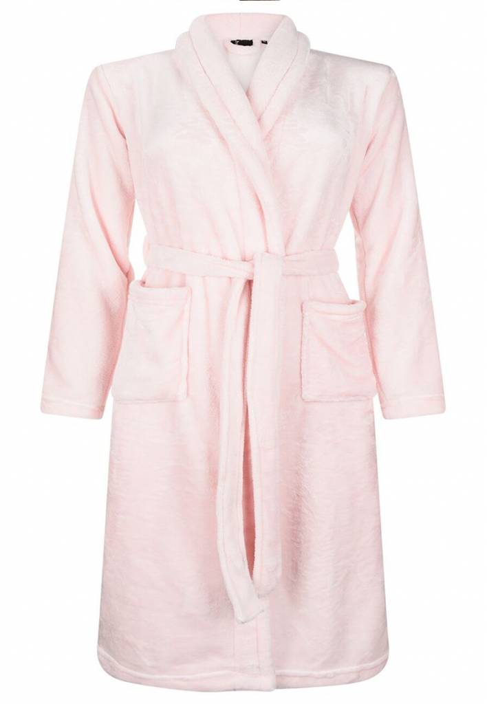 badjas kind lichtroze fleece met sjaalkraag