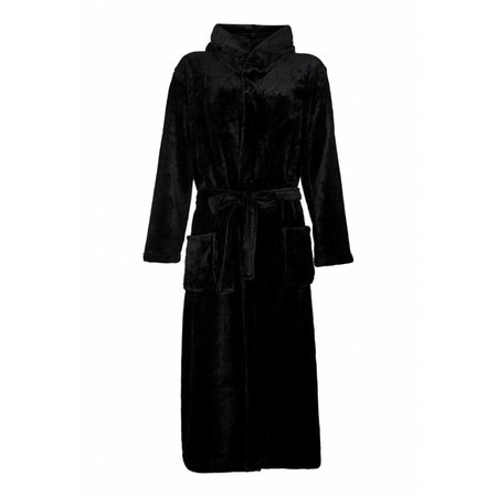 badjas unisex zwart fleece met capuchon - fleece