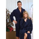 badjas unisex marineblauw katoen met sjaalkraag - grote maten badjas