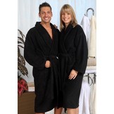 badjas unisex zwart katoen met sjaalkraag - grote maten badjas