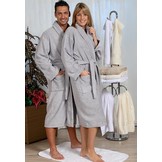 badjas unisex grijs katoen met sjaalkraag - grote maten badjas