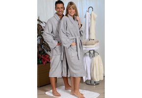 badjas unisex grijs met sjaalkraag