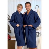 badjas unisex marineblauw katoen wafelstructuur - grote maten badjas