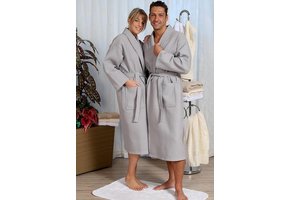 badjas unisex grijs wafelkatoen