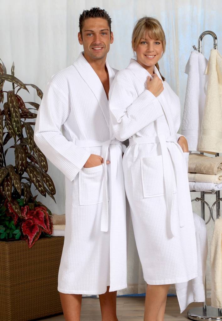 Vency - Luxe Badjas Met Capuchon, 100% Katoen, Zacht En Absorberend, Ideaal Voor Spa En Thuis, Voor Dames En Heren, Wit, M