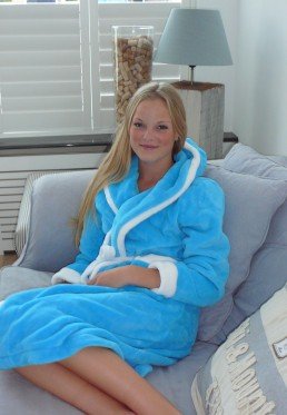 Badrock badjas kind Aqua met capuchon afbeelding
