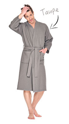 Taupekleurige katoenen kimono badjas van Badrock – unisex model