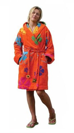 Funky Badjas dames sixties katoen met capuchon - op voorraad! Badjas.com