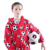badjas kind Voetbal rood fleece met capuchon
