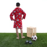 badjas kind Voetbal rood fleece met capuchon