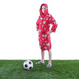badjas kind Voetbal rood fleece met capuchon