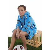 badjas kind Voetbal blauw fleece met capuchon