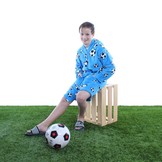 badjas kind Voetbal blauw fleece met capuchon