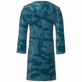 badjas unisex petrol Legerprint katoen met capuchon