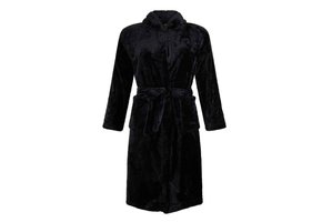 badjas kind Tiener zwart met capuchon - fleece