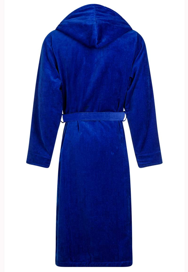badjas kobaltblauw velours met capuchon