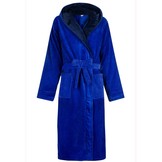 badjas unisex kobaltblauw velours met capuchon