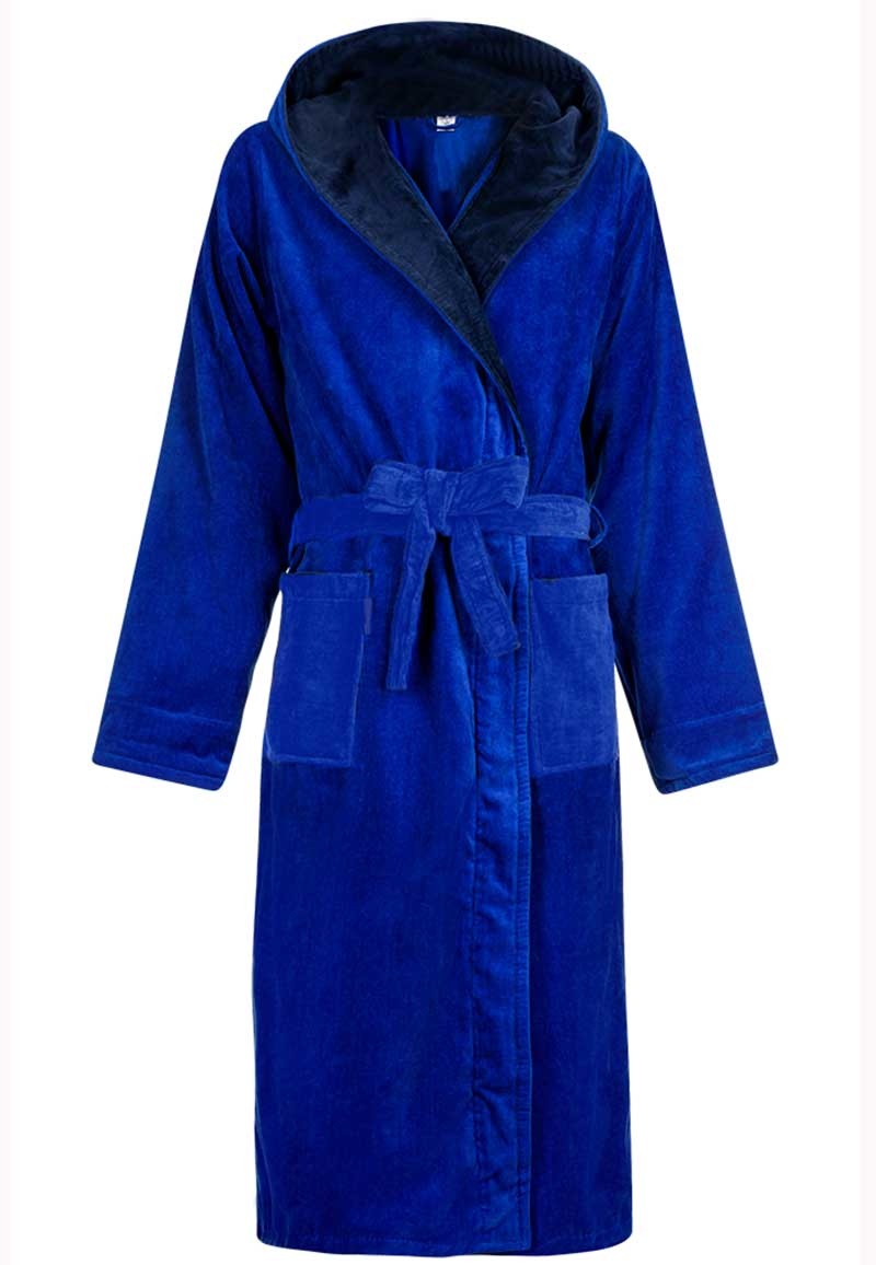 Badrock badjas unisex kobaltblauw met capuchon