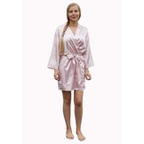 korte kimonobadjas satijn - licht roze