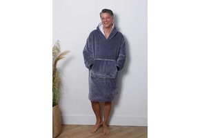 Luxe fleece deken met capuchon - antraciet