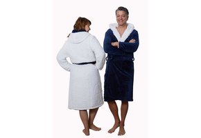 Capuchon badjas sherpa - marineblauw