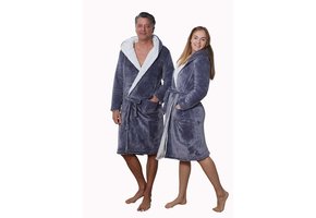 Capuchon badjas sherpa - grijs