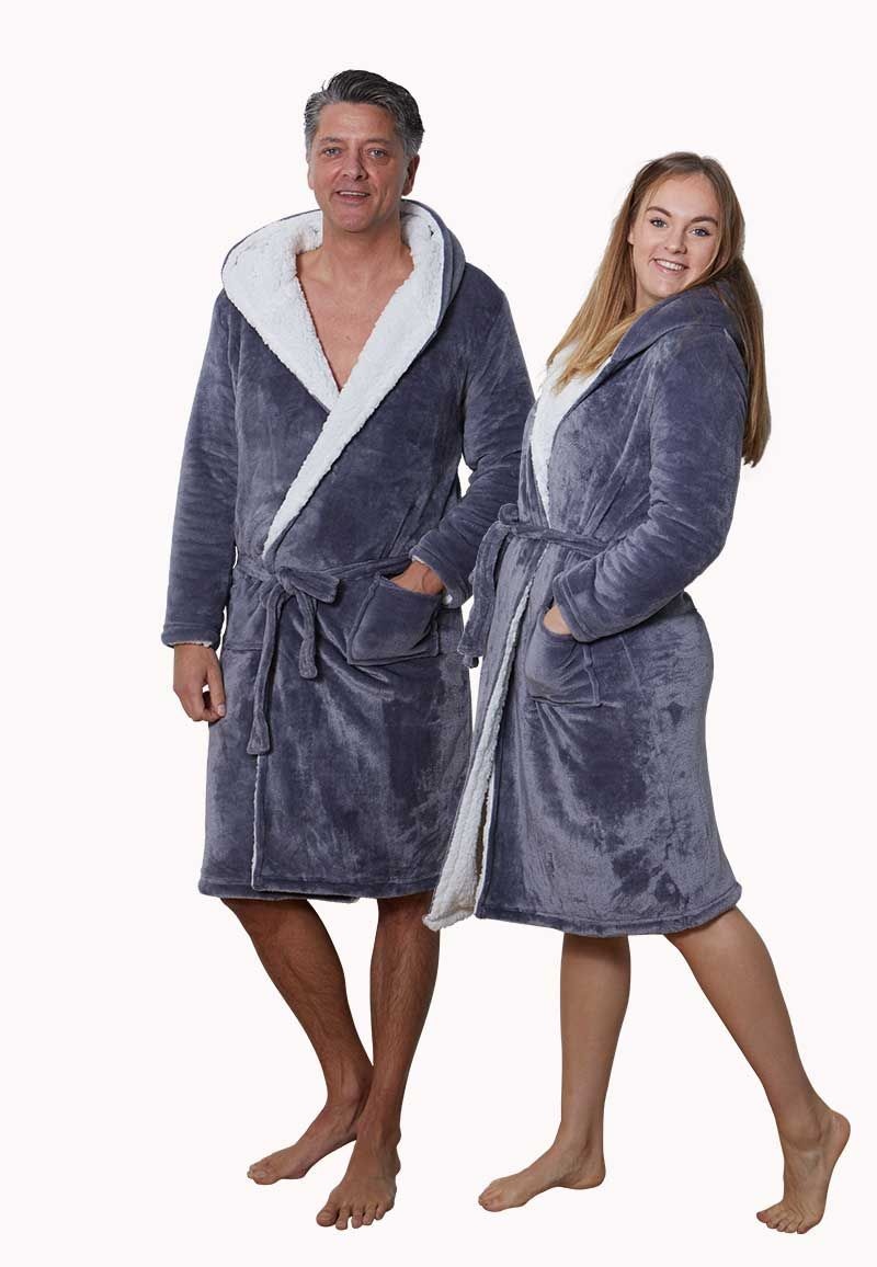 Capuchon badjas sherpa - grijs afbeelding