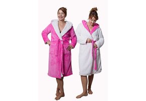 Capuchon badjas sherpa - roze