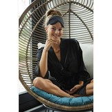 korte kimonobadjas satijn - zwart